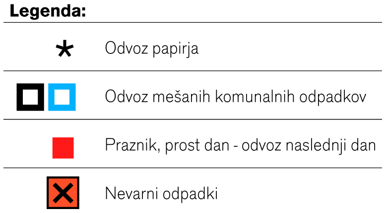 Koledar odvoza odpadkov Bled 2025